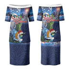 New Zealand Merry Christmas Couples Matching Puletasi and Hawaiian Shirt Maori Tribal Pattern with Xmas Tui Bird LT03