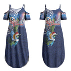 New Zealand Merry Christmas Couples Matching Summer Maxi Dress and Long Sleeve Button Shirt Maori Tribal Pattern with Xmas Tui Bird LT03