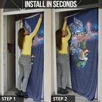 New Zealand Merry Christmas Door Cover Maori Tribal Pattern with Xmas Tui Bird