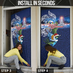 New Zealand Merry Christmas Door Cover Maori Tribal Pattern with Xmas Tui Bird