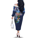 New Zealand Merry Christmas Family Matching Off The Shoulder Long Sleeve Dress and Hawaiian Shirt Maori Tribal Pattern with Xmas Tui Bird