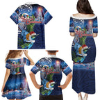 New Zealand Merry Christmas Family Matching Puletasi and Hawaiian Shirt Maori Tribal Pattern with Xmas Tui Bird
