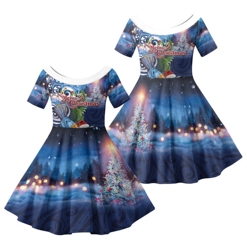 New Zealand Merry Christmas Family Matching Puletasi and Hawaiian Shirt Maori Tribal Pattern with Xmas Tui Bird