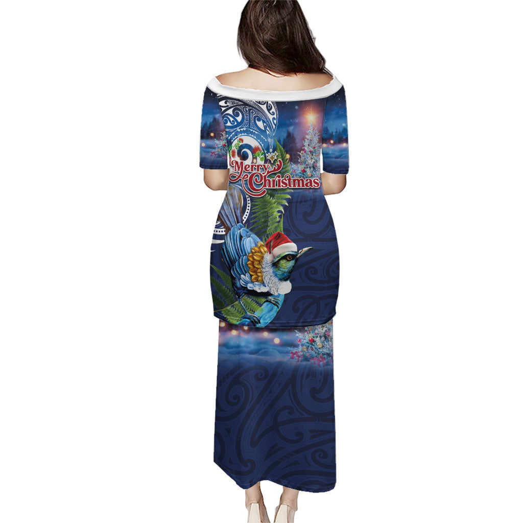 New Zealand Merry Christmas Family Matching Puletasi and Hawaiian Shirt Maori Tribal Pattern with Xmas Tui Bird