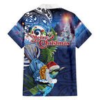 New Zealand Merry Christmas Family Matching Tank Maxi Dress and Hawaiian Shirt Maori Tribal Pattern with Xmas Tui Bird