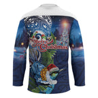 New Zealand Merry Christmas Hockey Jersey Maori Tribal Pattern with Xmas Tui Bird