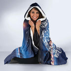 New Zealand Merry Christmas Hooded Blanket Maori Tribal Pattern with Xmas Tui Bird