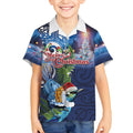 New Zealand Merry Christmas Kid Hawaiian Shirt Maori Tribal Pattern with Xmas Tui Bird