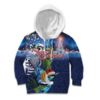 New Zealand Merry Christmas Kid Hoodie Maori Tribal Pattern with Xmas Tui Bird