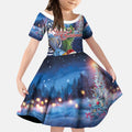 New Zealand Merry Christmas Kid Short Sleeve Dress Maori Tribal Pattern with Xmas Tui Bird