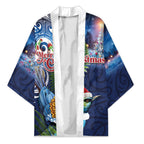 New Zealand Merry Christmas Kimono Maori Tribal Pattern with Xmas Tui Bird