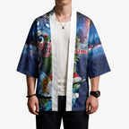 New Zealand Merry Christmas Kimono Maori Tribal Pattern with Xmas Tui Bird