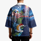 New Zealand Merry Christmas Kimono Maori Tribal Pattern with Xmas Tui Bird