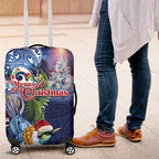 New Zealand Merry Christmas Luggage Cover Maori Tribal Pattern with Xmas Tui Bird