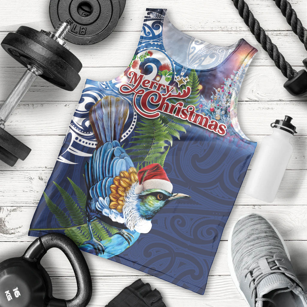New Zealand Merry Christmas Men Tank Top Maori Tribal Pattern with Xmas Tui Bird