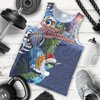 New Zealand Merry Christmas Men Tank Top Maori Tribal Pattern with Xmas Tui Bird