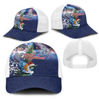 New Zealand Merry Christmas Mesh Trucker Cap Maori Tribal Pattern with Xmas Tui Bird