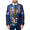 New Zealand Merry Christmas Padded Jacket Maori Tribal Pattern with Xmas Tui Bird