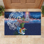 New Zealand Merry Christmas Rubber Doormat Maori Tribal Pattern with Xmas Tui Bird
