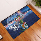 New Zealand Merry Christmas Rubber Doormat Maori Tribal Pattern with Xmas Tui Bird