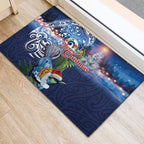 New Zealand Merry Christmas Rubber Doormat Maori Tribal Pattern with Xmas Tui Bird