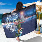 New Zealand Merry Christmas Sarong Maori Tribal Pattern with Xmas Tui Bird