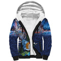 New Zealand Merry Christmas Sherpa Hoodie Maori Tribal Pattern with Xmas Tui Bird