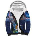 New Zealand Merry Christmas Sherpa Hoodie Maori Tribal Pattern with Xmas Tui Bird