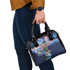 New Zealand Merry Christmas Shoulder Handbag Maori Tribal Pattern with Xmas Tui Bird