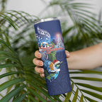 New Zealand Merry Christmas Skinny Tumbler Maori Tribal Pattern with Xmas Tui Bird