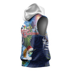 New Zealand Merry Christmas Sleeveless Hoodie Maori Tribal Pattern with Xmas Tui Bird