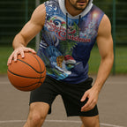 New Zealand Merry Christmas Sleeveless Hoodie Maori Tribal Pattern with Xmas Tui Bird