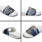 New Zealand Merry Christmas Slide Sandals Maori Tribal Pattern with Xmas Tui Bird