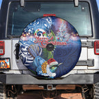 New Zealand Merry Christmas Spare Tire Cover Maori Tribal Pattern with Xmas Tui Bird
