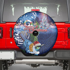 New Zealand Merry Christmas Spare Tire Cover Maori Tribal Pattern with Xmas Tui Bird