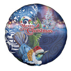 New Zealand Merry Christmas Spare Tire Cover Maori Tribal Pattern with Xmas Tui Bird