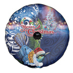 New Zealand Merry Christmas Spare Tire Cover Maori Tribal Pattern with Xmas Tui Bird