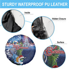 New Zealand Merry Christmas Spare Tire Cover Maori Tribal Pattern with Xmas Tui Bird