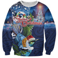 New Zealand Merry Christmas Sweatshirt Maori Tribal Pattern with Xmas Tui Bird