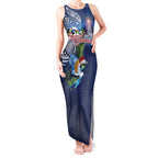 New Zealand Merry Christmas Tank Maxi Dress Maori Tribal Pattern with Xmas Tui Bird
