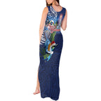 New Zealand Merry Christmas Tank Maxi Dress Maori Tribal Pattern with Xmas Tui Bird