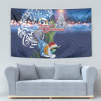 New Zealand Merry Christmas Tapestry Maori Tribal Pattern with Xmas Tui Bird