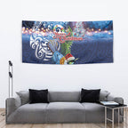 New Zealand Merry Christmas Tapestry Maori Tribal Pattern with Xmas Tui Bird