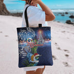 New Zealand Merry Christmas Tote Bag Maori Tribal Pattern with Xmas Tui Bird