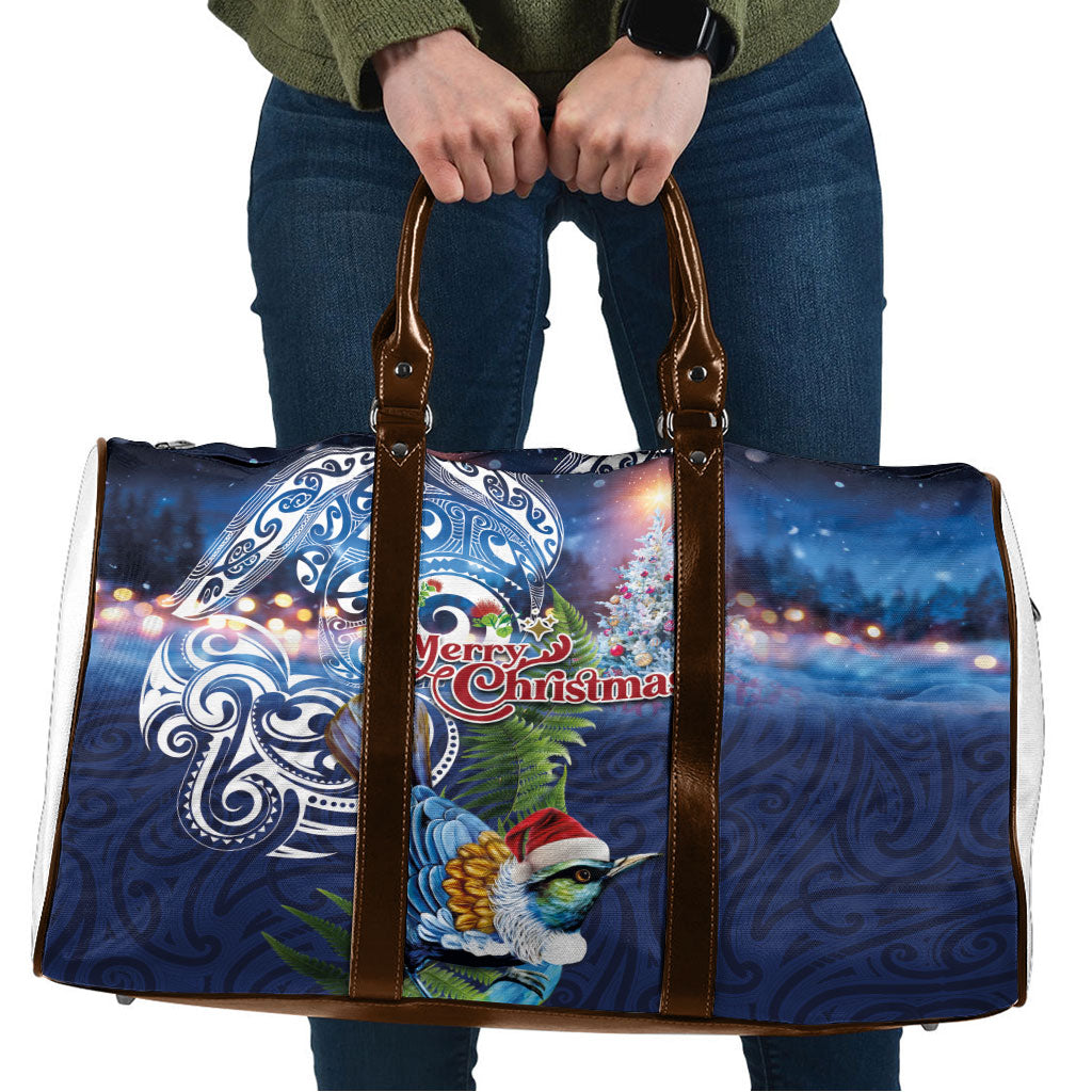 New Zealand Merry Christmas Travel Bag Maori Tribal Pattern with Xmas Tui Bird