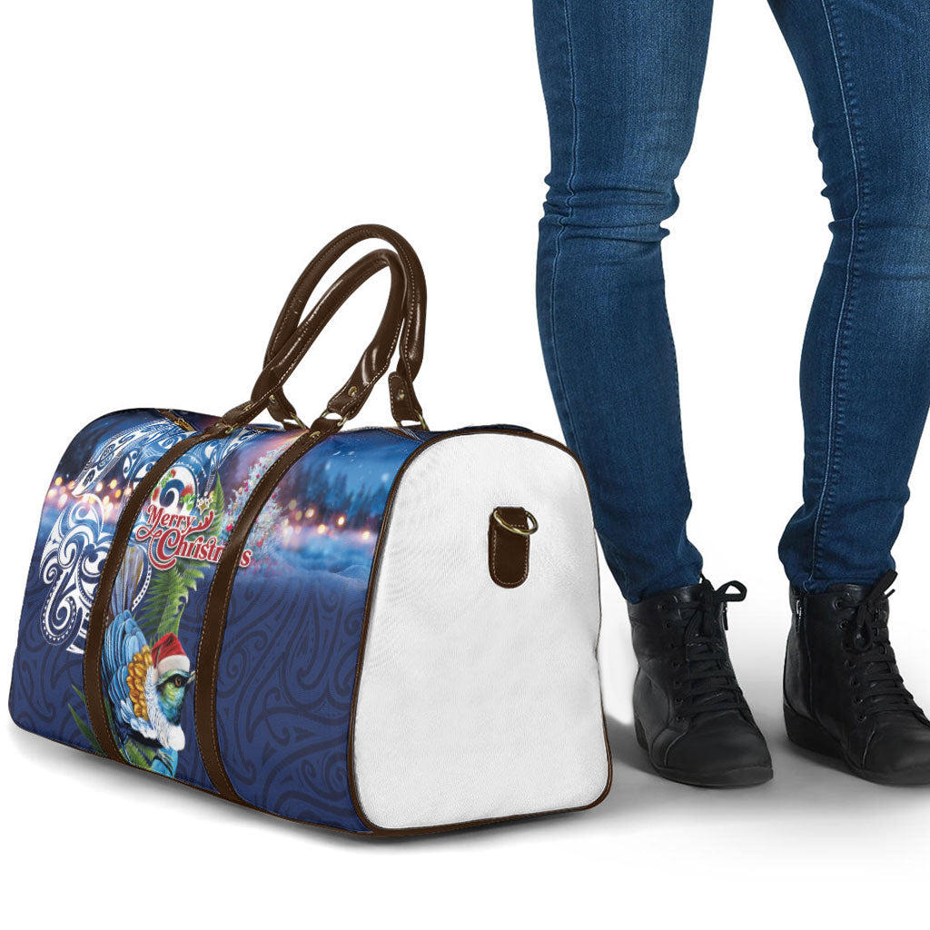 New Zealand Merry Christmas Travel Bag Maori Tribal Pattern with Xmas Tui Bird