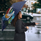 New Zealand Merry Christmas Umbrella Maori Tribal Pattern with Xmas Tui Bird