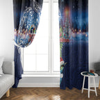 New Zealand Merry Christmas Window Curtain Maori Tribal Pattern with Xmas Tui Bird