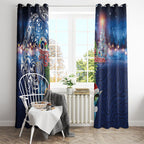 New Zealand Merry Christmas Window Curtain Maori Tribal Pattern with Xmas Tui Bird