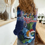 New Zealand Merry Christmas Women Casual Shirt Maori Tribal Pattern with Xmas Tui Bird